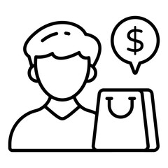 A unique design icon of shopping guy