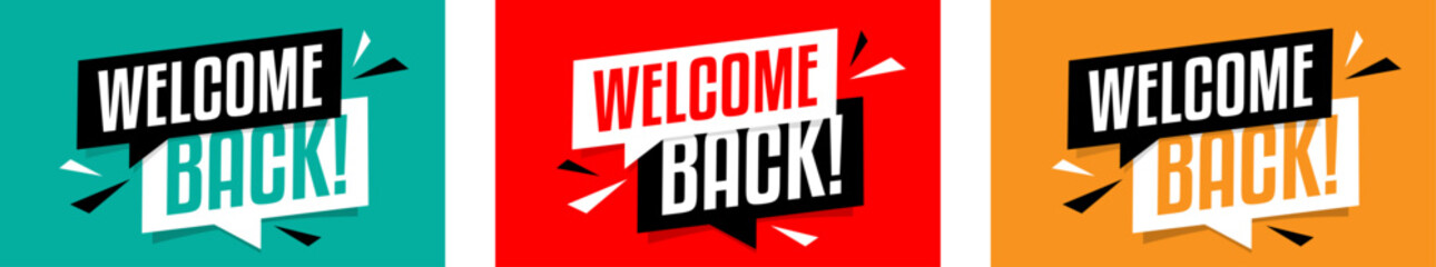 Welcome back on speech bubble