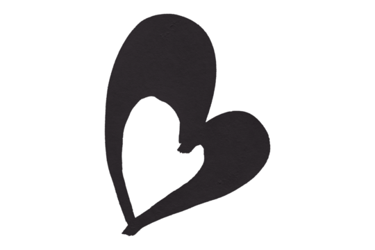 Black heart drawn with ink on transparent background. - Powered by Adobe
