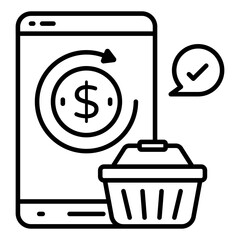 Dollar with reverse arrow denoting concept of cashback