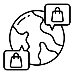 Conceptual line design icon of global shopping chat