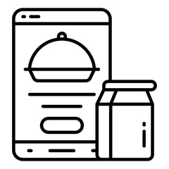 Conceptual line design icon of mobile food order