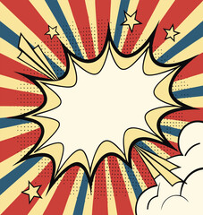 Obraz premium Retro comic speech bubble explosion effect,Vintage pop art superhero comic background.