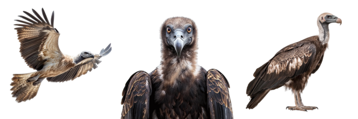 Set of wild hawks isolated on transparent background PNG