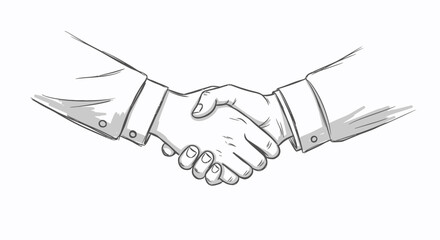 Handshake in Formal Attire, Monochrome Sketch, Business Deal
