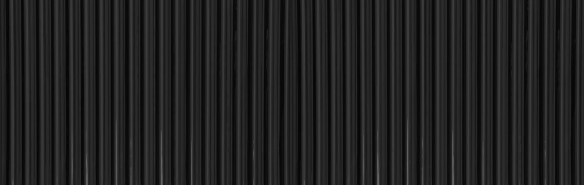Metal roof black corrugated iron sheet aluminium steel background wall panel tile construction siding building line pattern texture seamless architecture plate frame for presentation product.