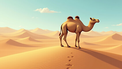 camel, desert, sand dunes, clouds, sunset, sandy landscape, desert scene, arid environment, nature, wildlife, adventure, exploration
