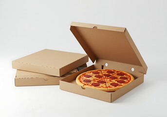 wooden box with pizza isolated
