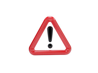 Red triangle exclamation mark warning sign isolated on a white background