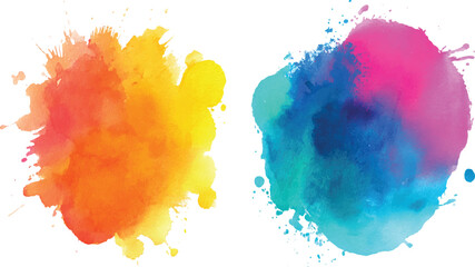 Colorful watercolor brush stroke collection, Vector watercolor abstract hand painted texture transparent background.