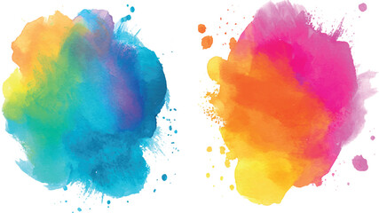 Colorful watercolor brush stroke collection, Vector watercolor abstract hand painted texture transparent background.