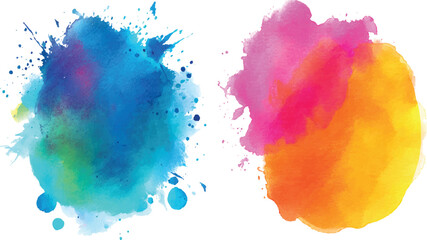 set of Watercolor vector color full brush splatter strokes collection, color transparent background 