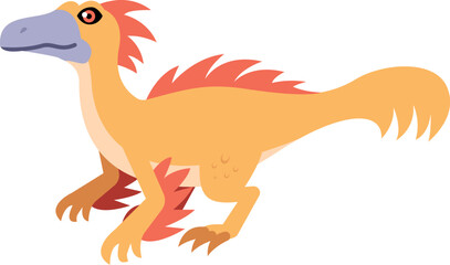 Colorful Cartoon Gallimimus Dinosaur Illustration