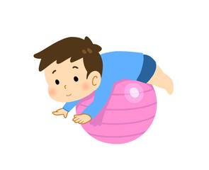 バランスボールで遊ぶ男の子