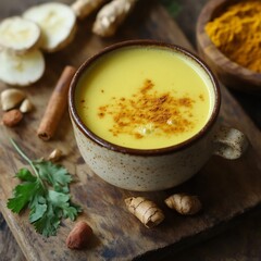 milk herbs and golden Ayurvedic