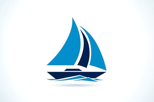 Blue sailboat vector illustration graphic design for travel and marine industry logo design template 100