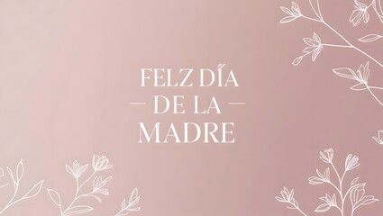 Feliz Día de la Madre: A heartwarming Mother's Day greeting in elegant script, delicately set against a soft pink backdrop with botanical elements, celebrating love and appreciation.
