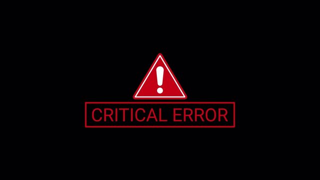 Critical error sign. 4k alpha channel