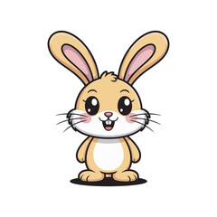 Cute Adorable Cartoon Bunny Illustration with Big Eyes and Smiling Face Perfect for Kids Merchandise Greeting Cards and Digital Art Prints