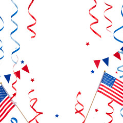 Obraz premium Patriotic Celebration: American Flags, Confetti, and Ribbons