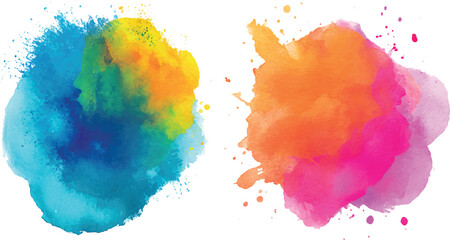 Colorful watercolor brush strokes vector. set of colorful paint splatter texture. Colorful vector watercolor brush strokes. Rainbow colors watercolor paint stains vector transparent background 