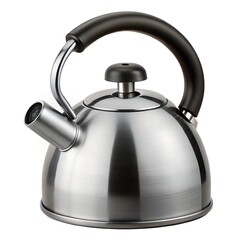 Sleek Stainless Steel Kettle on White Background