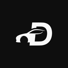 car shaped letter D company logo vector illustration template design