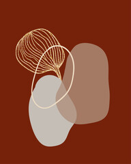 Earthy Abstract Shape Line Art Canvas Print