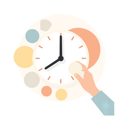 Woman adjusting clock to manage feeding time, simplicity and routine