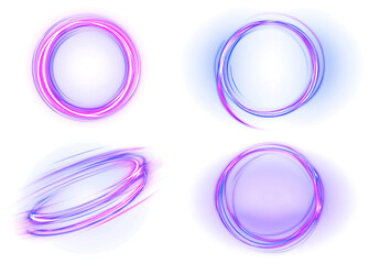  Set of Colored shiny sparks of spiral wave. Curved bright speed line swirls. Shiny wavy path. Rotating dynamic neon circle. Magic golden swirl with highlights. Glowing swirl bokeh effect. vector png
