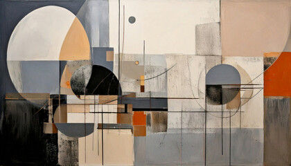 Abstract art of light and shadow of geometric shapes