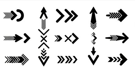 Minimalist black arrow icons set