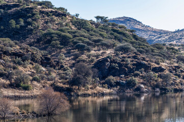 Lac dans le centre de la Namibie durant l'hiver austral