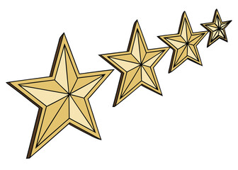 Fototapeta premium Golden star rating system with multiple stars on white background vector illustration