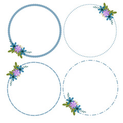 Circle Blue Floral Frame 