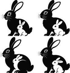 Fototapeta premium Rabbit Silhouette, Bunny Silhouette, Cute Rabbit SVG