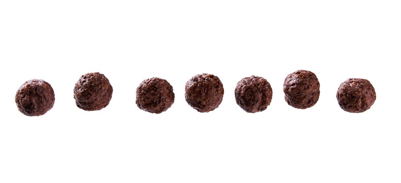 chocolate corn balls isolated on white background, clipping path.