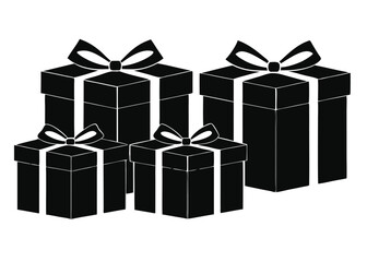 set of gift boxes with bows