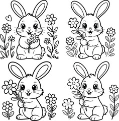 Fototapeta premium Rabbit Silhouette, Bunny Silhouette, Cute Rabbit SVG