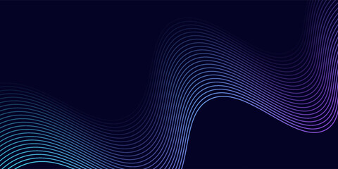 Modern abstract pink blue gradient flowing wave lines on dark background. Glowing lines. Shiny moving lines design. Futuristic banner template. Suit for poster, banner, cover, website