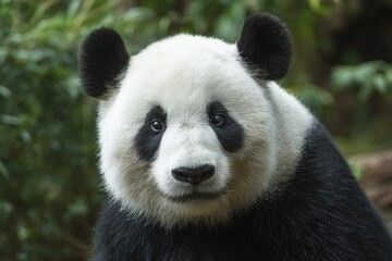 Obraz premium Close-Up Portraits of Giant Pandas in Natural Habitat