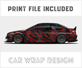 Red and Black Car Wrap Design with Print File Included