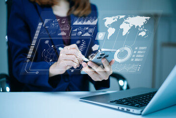 Intelligence and business analytics with dashboard concept.Website designer working in come digital tablet