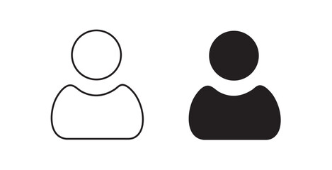 User Profile Icons: Outline and Solid Person Symbols