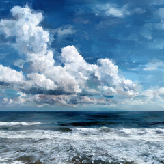 Fototapeta premium Tranquil Summer Seascape in Artistic Style