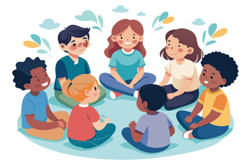 Children sitting in a sharing circle, each talking about their feelings