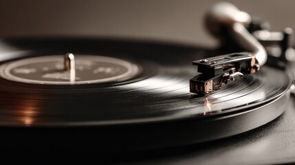 Vintage vinyl record with retro music vibe, timeless nostalgia in a simple composition
