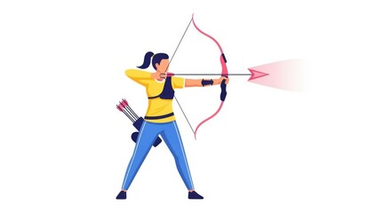 Archery Practice - Woman Aiming with Bow and Arrow