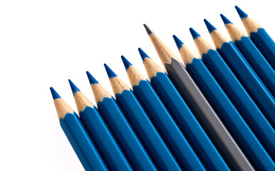 Black pencil standing out from the crowd