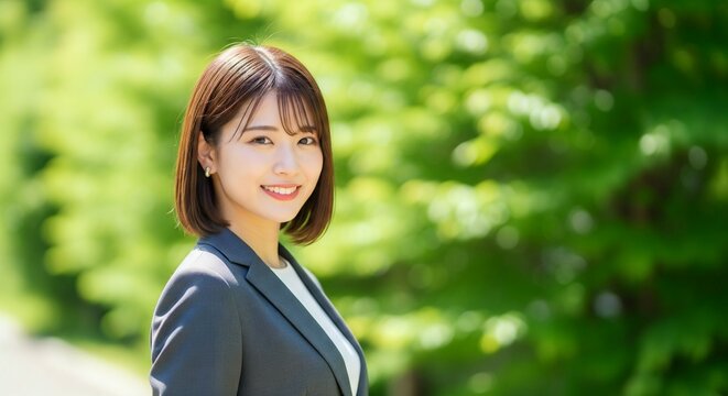 スーツを着用した日本人女性社員のプロフィール写真